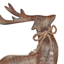 White Wash Collection Wooden Reindeer Decoration - thumbnail 3