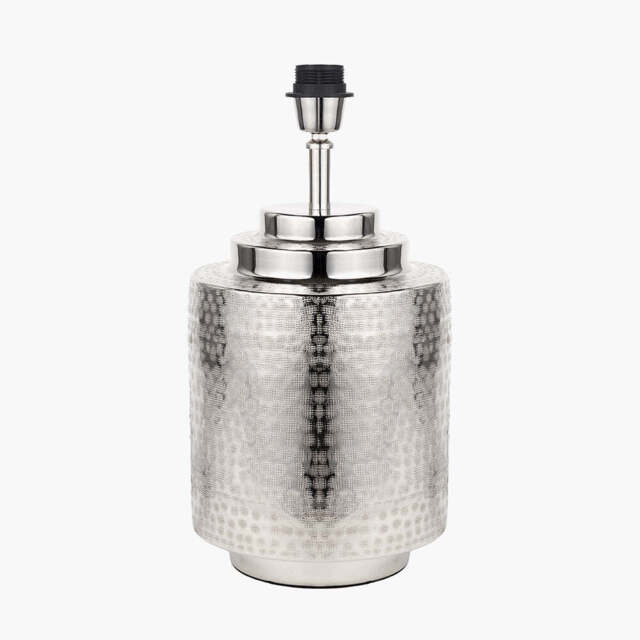 Zuri Shiny Silver Metal Pot Table Lamp Base - image 1