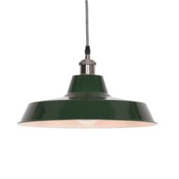 Factory Style British Green Enamel Painted 36cm Pendant Light - thumbnail 1