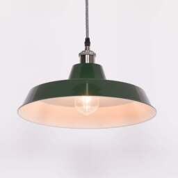 Factory Style British Green Enamel Painted 36cm Pendant Light - thumbnail 3