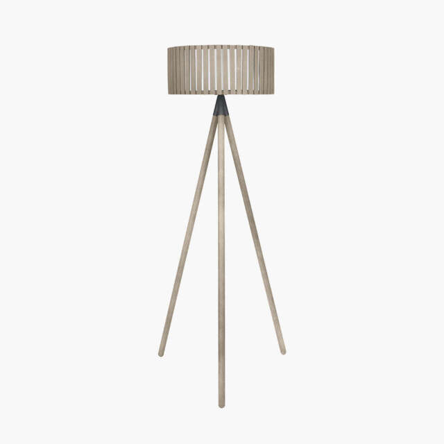 Rabanne Slatted Antique Wood Tripod Floor Lamp - image 1