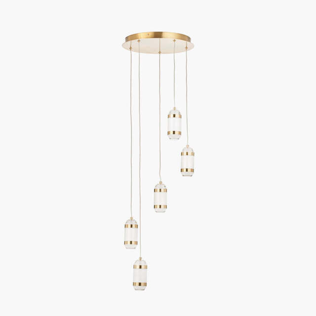 Alondra Gold Metal and White Glass LED Multi Drop Pendant - image 1