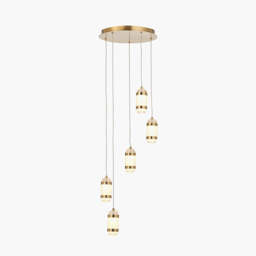 Alondra Gold Metal and White Glass LED Multi Drop Pendant - thumbnail 2