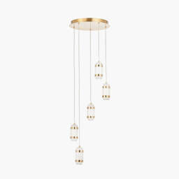 Alondra Gold Metal and White Glass LED Multi Drop Pendant - thumbnail 1