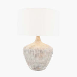 Manaia White Wash Textured Wood Table Lamp Base - thumbnail 6