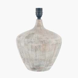 Manaia White Wash Textured Wood Table Lamp Base - thumbnail 1