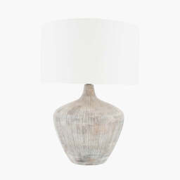 Manaia White Wash Textured Wood Table Lamp Base - thumbnail 2
