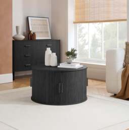 Axel Round Fluted Coffee Table with Storage - thumbnail 2