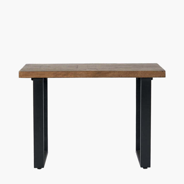 Pahoja Oak Finish Mango Wood and Black Metal Console Table - image 1