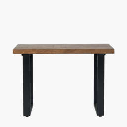 Pahoja Oak Finish Mango Wood and Black Metal Console Table - thumbnail 1
