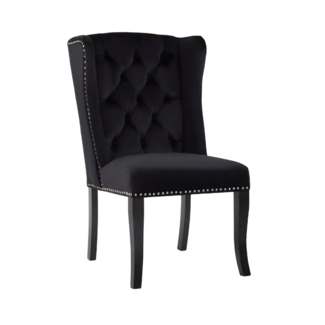 Kensington Townhouse Black Velvet Dining Chair with Dark Legs - image 1