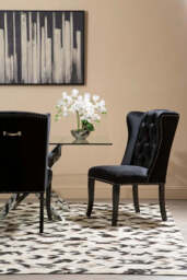 Kensington Townhouse Black Velvet Dining Chair with Dark Legs - thumbnail 3