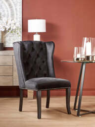 Kensington Townhouse Black Velvet Dining Chair with Dark Legs - thumbnail 4