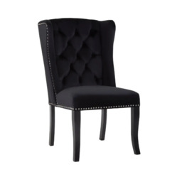 Kensington Townhouse Black Velvet Dining Chair with Dark Legs - thumbnail 1