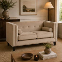 Felisa Two Seater Mink Velvet Sofa - thumbnail 1