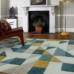 Sketch 080x150cm SK03 Shapes Green Rug - thumbnail 1