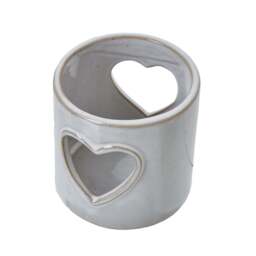 White Ceramic Heart Cut-Out Tealight Holder - thumbnail 2