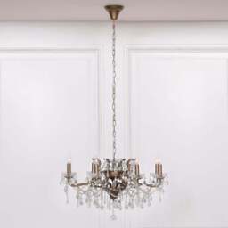 Gold 8 Branch Shallow Cut Glass Chandelier - thumbnail 4