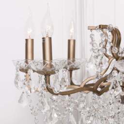 Gold 8 Branch Shallow Cut Glass Chandelier - thumbnail 2