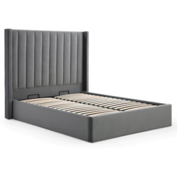 Athena Grey Velvet Super King Emerson Ottoman Bed - thumbnail 1