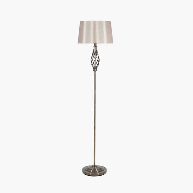 Jenna Antique Brass Metal Twist Detail Floor Lamp - image 1