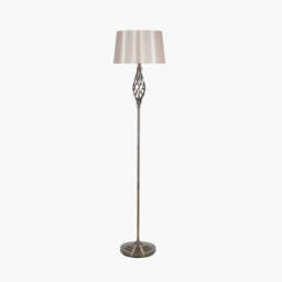 Jenna Antique Brass Metal Twist Detail Floor Lamp - thumbnail 1