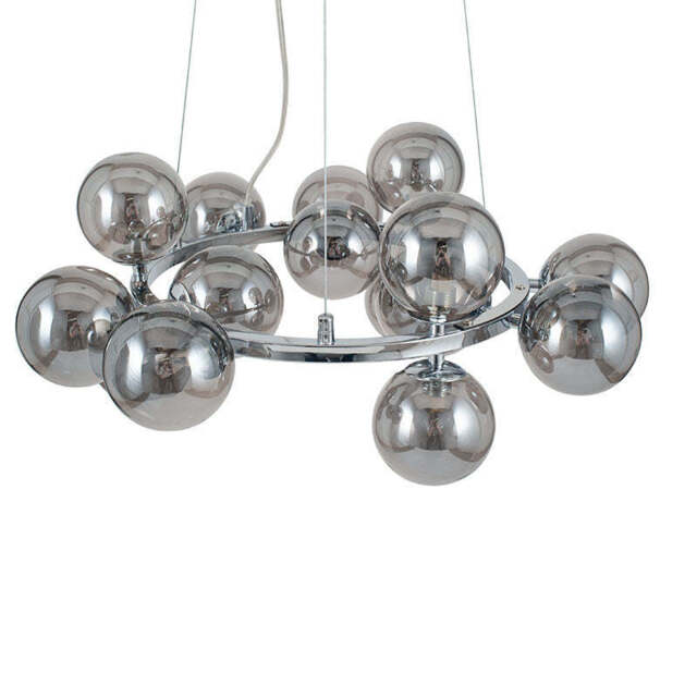 Vecchio Smoke Glass Ball and Chrome Metal Pendant - image 1