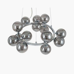 Vecchio Smoke Glass Ball and Chrome Metal Pendant - thumbnail 4