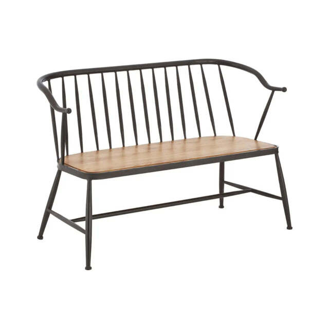 New Foundry Ash Wood And Metal Bench Chair - image 1