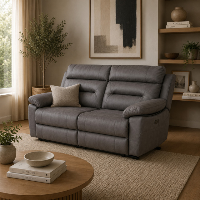 Lucca Inc Lay-Z-Boy Style Fabric Power Recliner 3 Seater Sofa - image 1