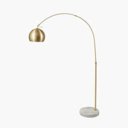 Feliciani Brushed Brass Metal and White Marble Floor Lamp - thumbnail 1