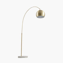 Feliciani Brushed Brass Metal and White Marble Floor Lamp - thumbnail 4