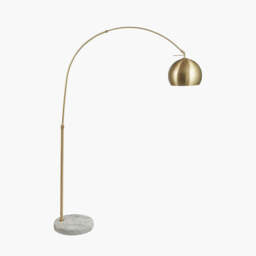 Feliciani Brushed Brass Metal and White Marble Floor Lamp - thumbnail 3
