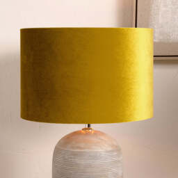 Bow 40cm Mustard Velvet Cylinder Lampshade - thumbnail 2