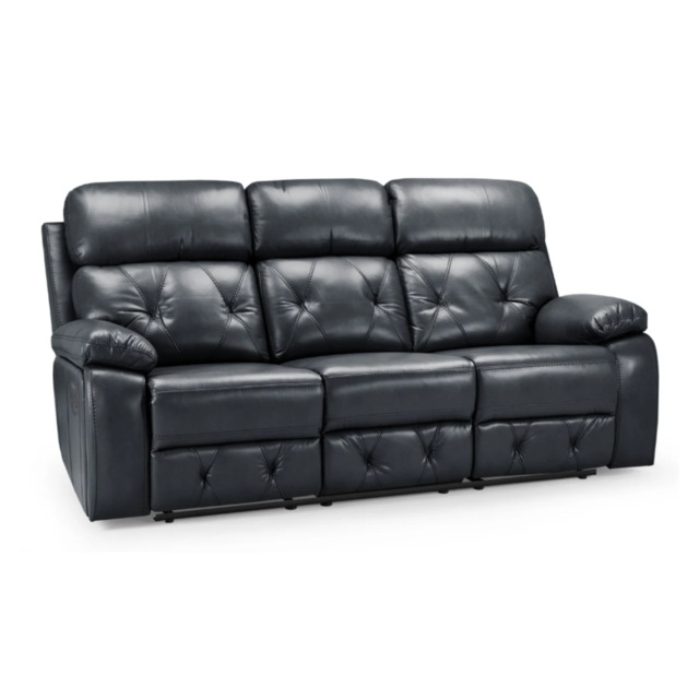 Cody Black Faux Leather Quilted Back Manual Reclining 3 Seater - image 1