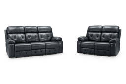 Cody Black Faux Leather Quilted Back Manual Reclining 3 Seater - thumbnail 6