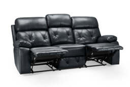 Cody Black Faux Leather Quilted Back Manual Reclining 3 Seater - thumbnail 5