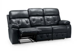 Cody Black Faux Leather Quilted Back Manual Reclining 3 Seater - thumbnail 4