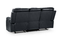 Cody Black Faux Leather Quilted Back Manual Reclining 3 Seater - thumbnail 3