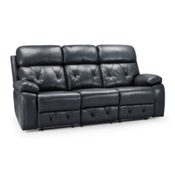 Cody Black Faux Leather Quilted Back Manual Reclining 3 Seater - thumbnail 1