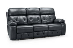 Cody Black Faux Leather Quilted Back Manual Reclining 3 Seater - thumbnail 2