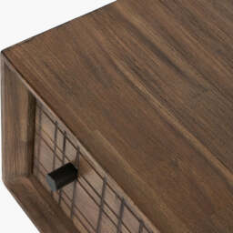 Arte Dark Brown Acacia Wood and Black Metal 2 Drawer Coffee Table - thumbnail 4