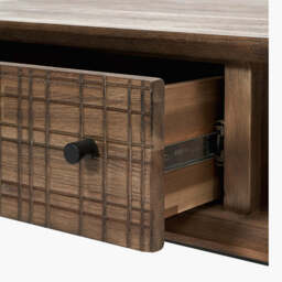 Arte Dark Brown Acacia Wood and Black Metal 2 Drawer Coffee Table - thumbnail 3