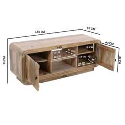 Sibley Carved Mango Wood 2 Doors TV Cabinet - thumbnail 5