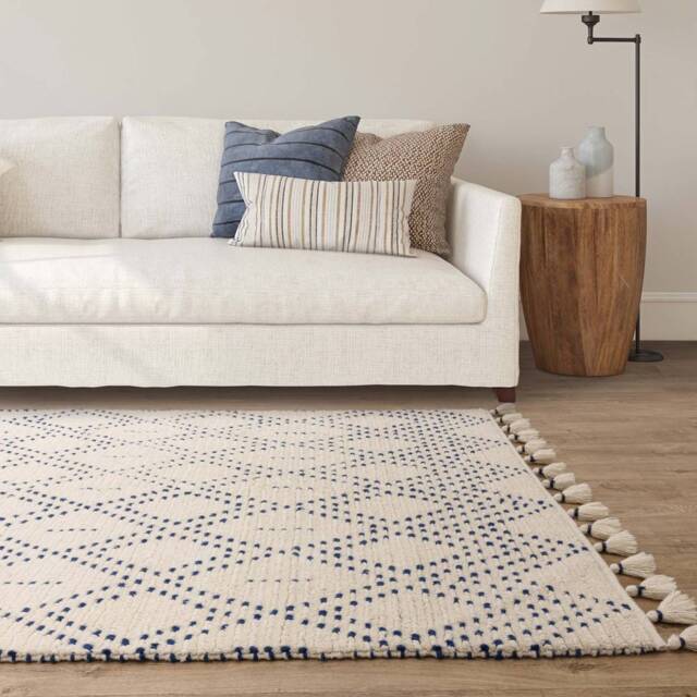 Nepal 120x170cm Cream/Blue Diamond Rug Rug - image 1