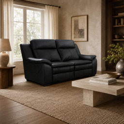 Boston Genuine Leather Electric Recliner Sofa Black 2 Seater - thumbnail 1