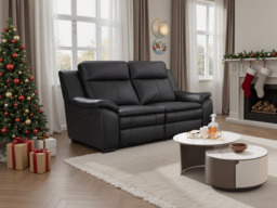 Boston Genuine Leather Electric Recliner Sofa Black 2 Seater - thumbnail 1