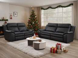 Boston Genuine Leather Electric Recliner Sofa Black 2 Seater - thumbnail 2