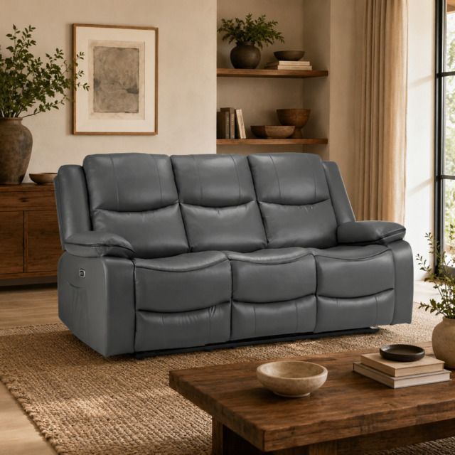 Harald Electric Recliner Sofa Grey 3 Seater - image 1