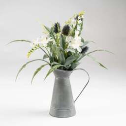 60Cm Mixed Floral In Metal Jug **New** - thumbnail 3